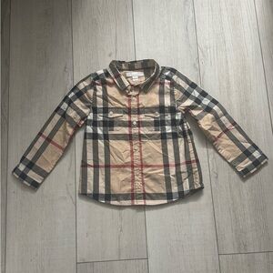 Burberry Kids Beige and Black Plaid Shirt